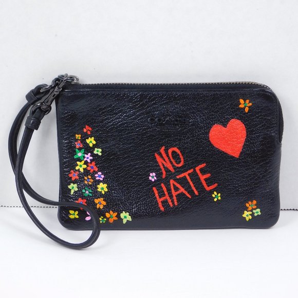 Coach No Hate Upcycled Hand-painted Leather Wristlet (12124) - Picture 1 of 7